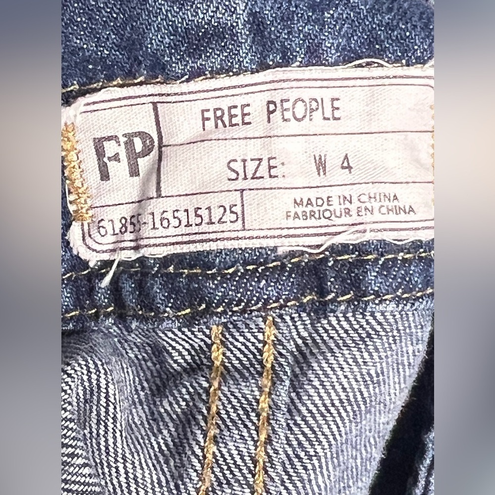 Free People Denim Raw Hem Mini Overall Skirt Size 4 - Picture 11 of 15